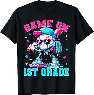 Game On 1st Grade Drip Baseball Back to School Kids Boy T-Shirt