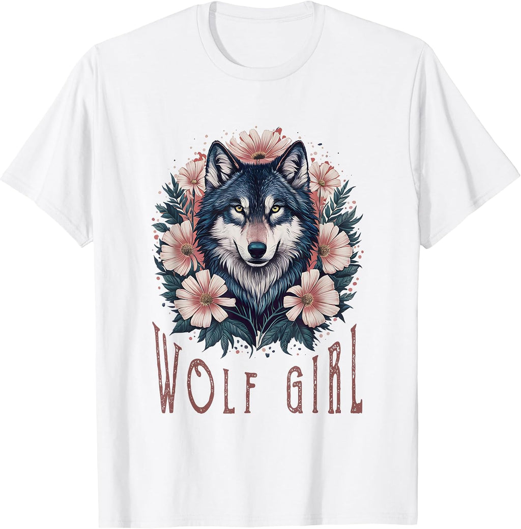 Cute Vintage Flowers Wolf Gifts For Women Girls