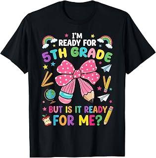 I'm Ready for 5th Grade Pencil Bow First Day of School Girls T-Shirt