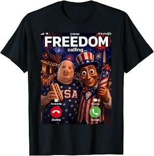 Freedom Calling Tung Tung Tung Sahur John Pork Meme 4th July T-Shirt