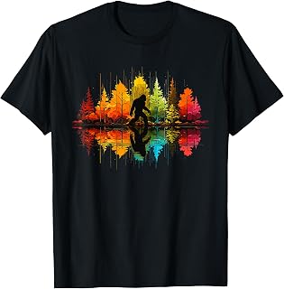 Bigfoot Walking Forest Sasquatch Woods Nature Reflection T-Shirt