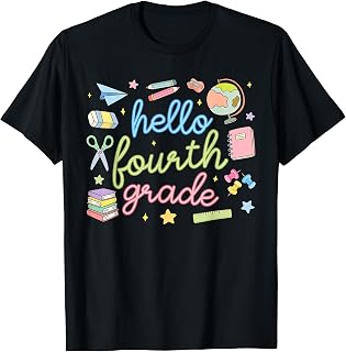 Back to School First Day Hello Fourth 4th Grade Teacher Girl T-Shirt
