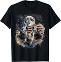 Howling Wolves Under Moon American Flag