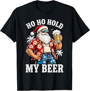 Funny Santa with Sunglasses and Beer Christmas in July T-Shirt