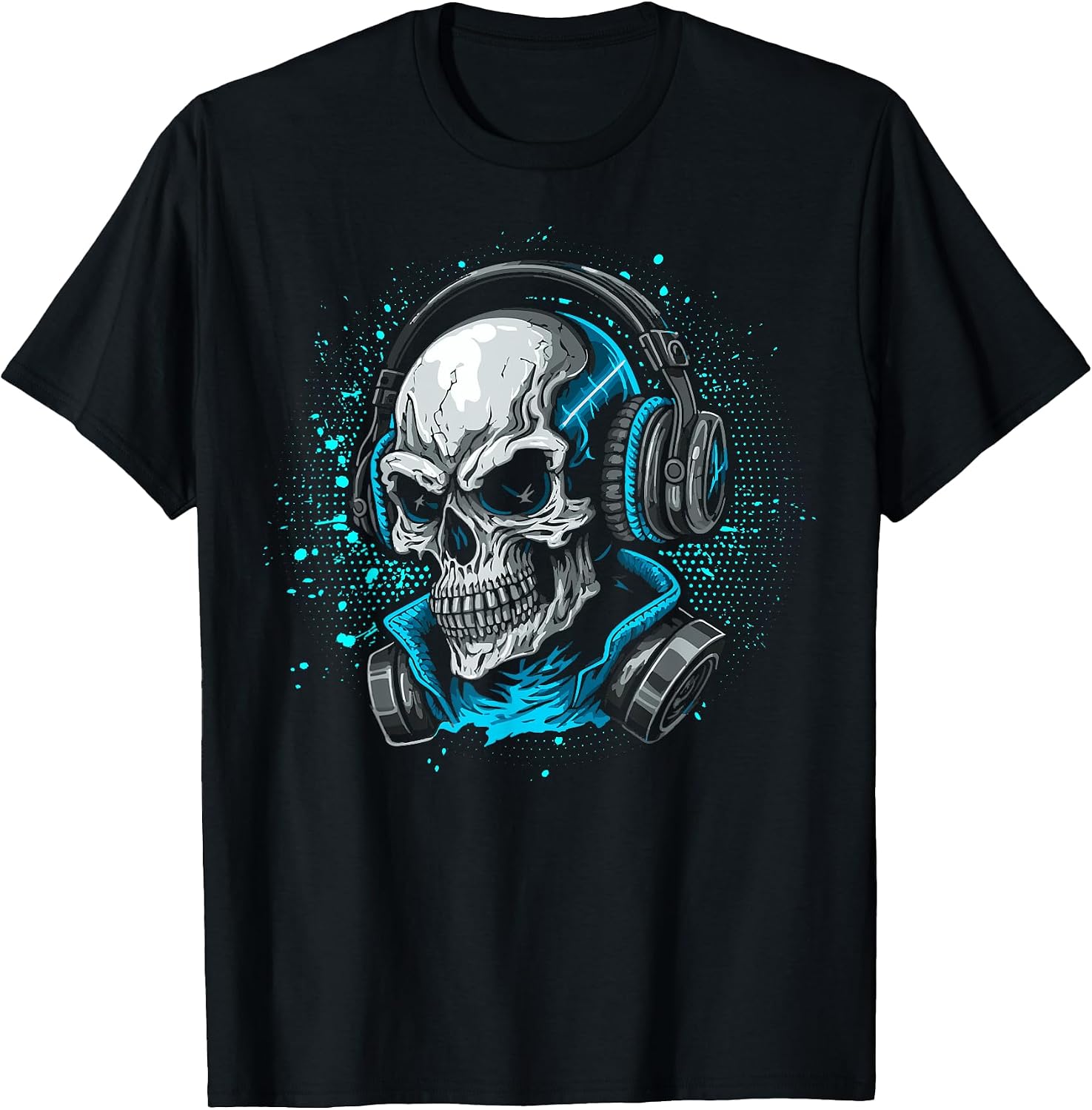 Cool dj skull wearing headphones