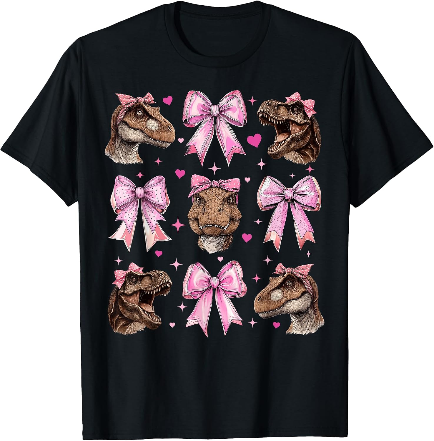 Womens Pink Coquette Bow T-Rex Dinosaur Gifts