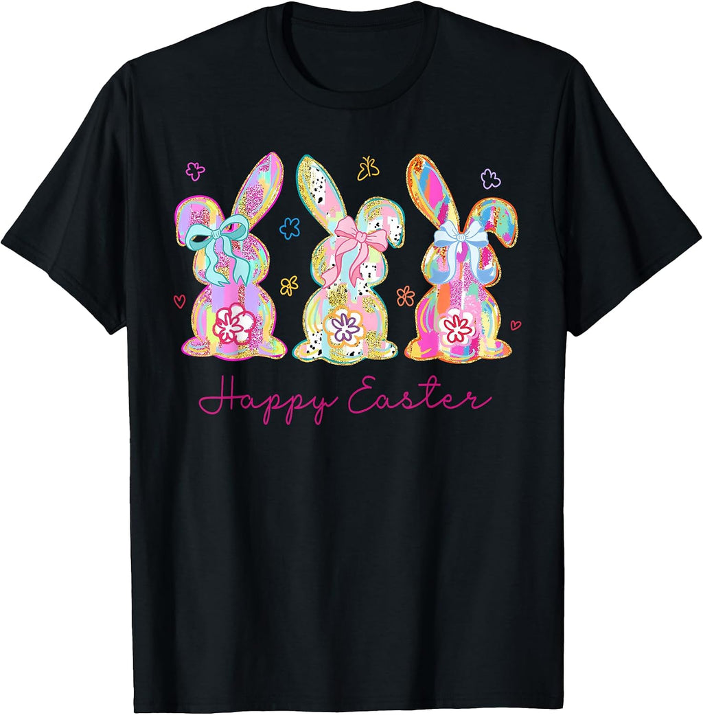 Funny Bunny Three Rabbits Eggs Happy Easter Trendy