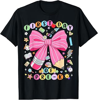 First Day of Pre-K Coquette Bow Back to School Girls Kids T-Shirt