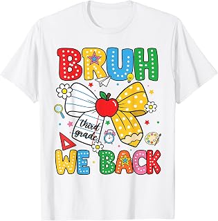 Bruh We Back Third Grade Coquette Bow Pencil Back to School T-Shirt