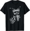 Funny Yorkie Drinking Iced Coffee Dog with Sunglasses T-Shirt