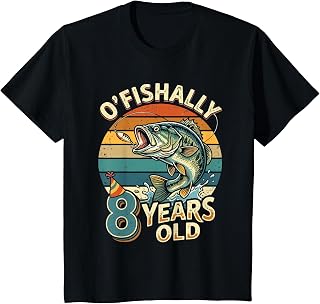 Ofishally 8 Years Old 8th Birthday Fishing T-Shirt