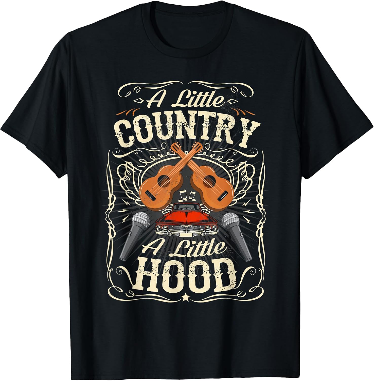 A Little Country A Little Hood Vintage Western Hip Hop Rap T-Shirt