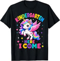 Kindergarten Here I Come Girls Back to School Cute Unicorn T-Shirt