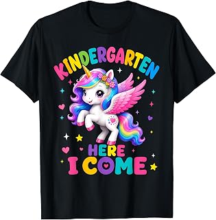 Kindergarten Here I Come Girls Back to School Cute Unicorn T-Shirt