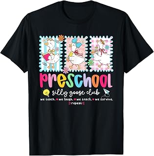 Preschool Goose Silly Teacher Funny Goose Back to School T-Shirt
