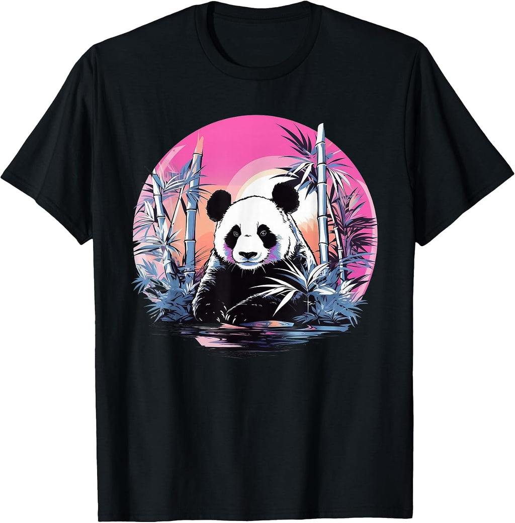 Bamboo Panda I Panda Art I Retrowave
