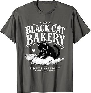 Black Cat Bakery Biscuits Made Daily Funny Baking T-Shirt