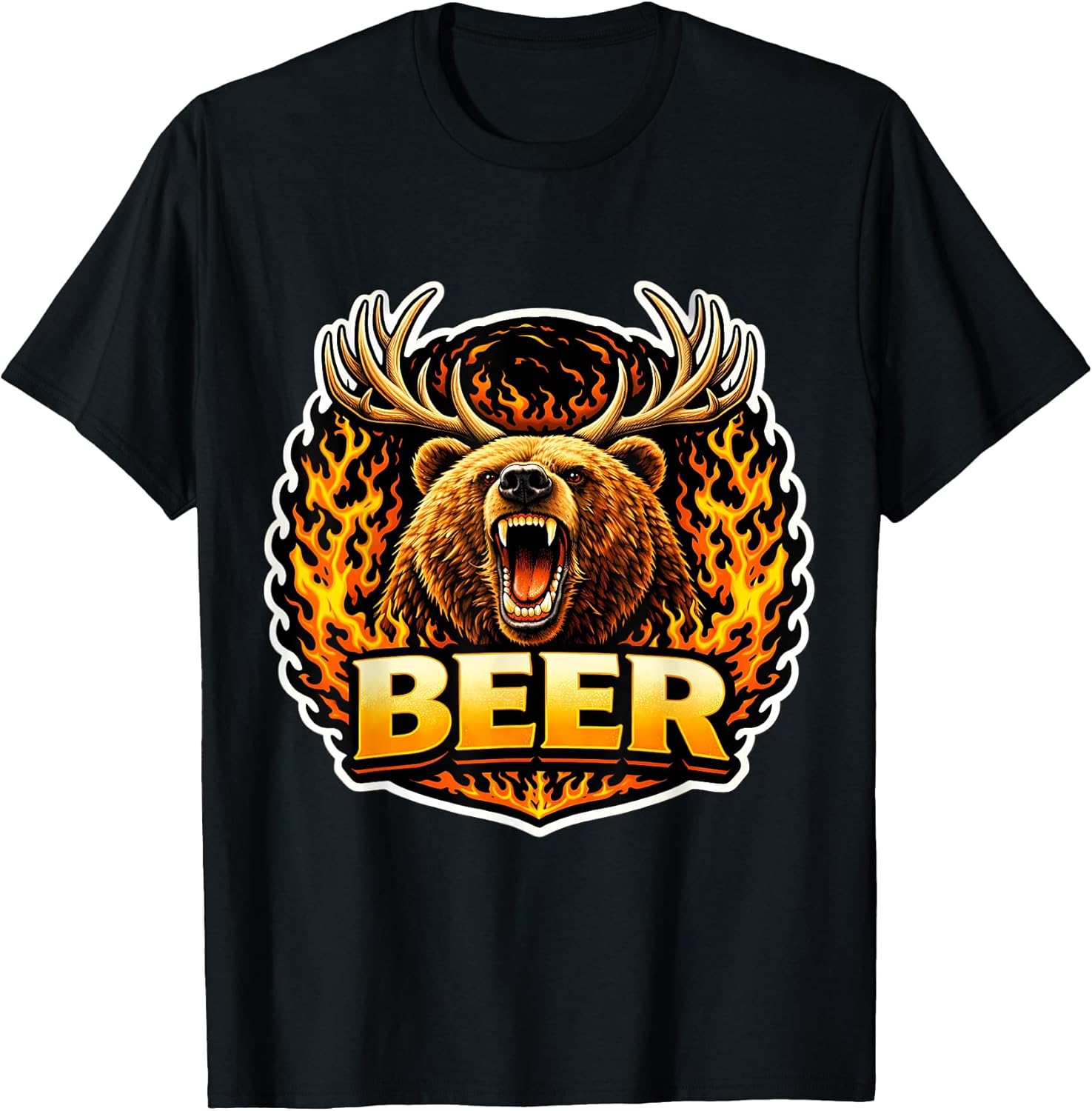 Beer Funny Bear With Deer Antlers Wordplay Merch