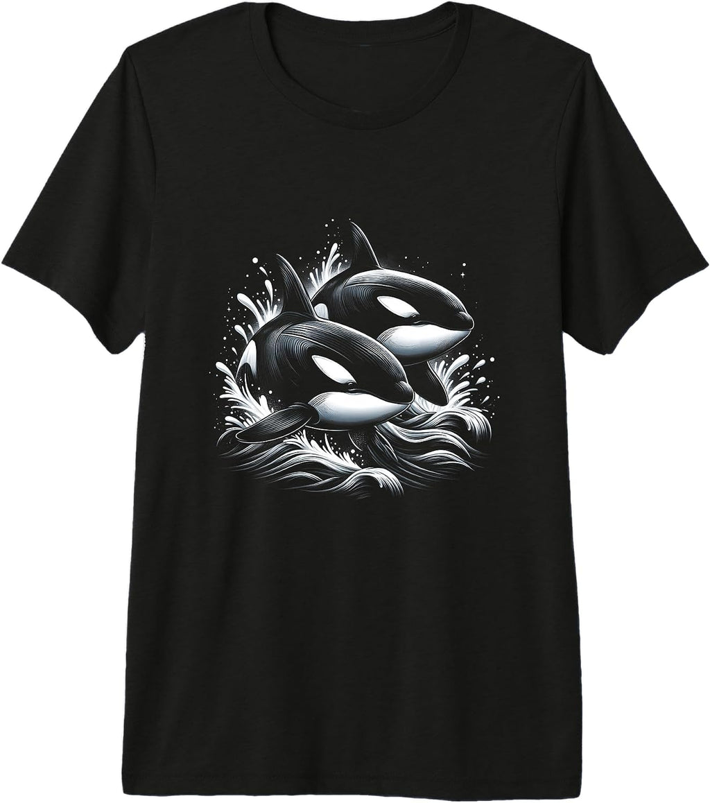 Orca Whale Riding Wave Ocean Sea Whale Couple