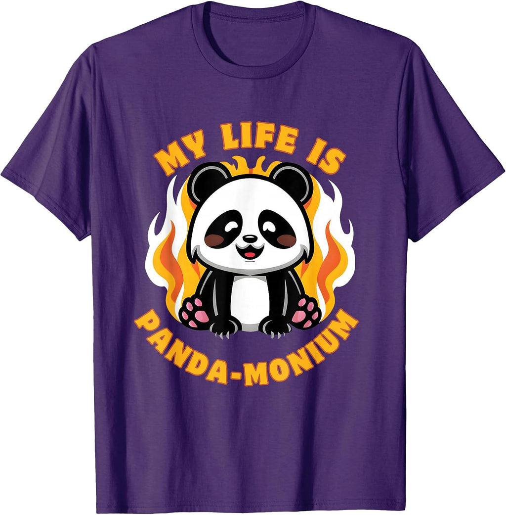 Cute Panda in Fire Life is Panda-monium Tees