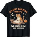 Spooky Biscuits Bakery Striped Cats Kneading Dough Humor Art T-Shirt