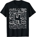 Back to School Typography Fourth 4th Grade Team Teacher Kids T-Shirt