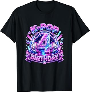 K-Pop 4Th Birthday Girl Kpop 4 Year Old Korean Music Lovers T-Shirt
