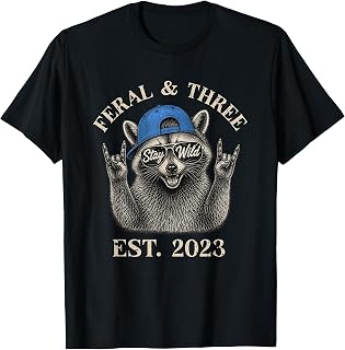 Feral and Three Raccoon 3rd Birthday Shirt Funny Stay Wild T-Shirt