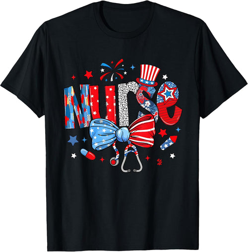 4th of July Nurse American Flag Tee