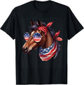 Women Girls 4th of July Horse Cute Tees
