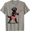 Vintage Goldendoodle Rock Playing Guitar Funny Dog Music T-Shirt