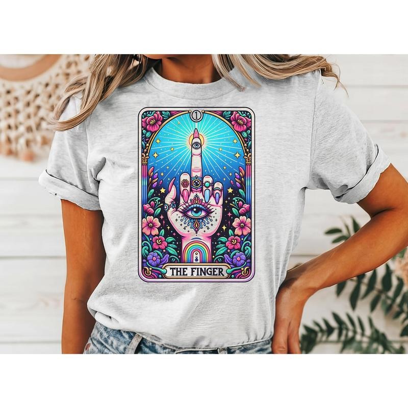 #802- The Finger, Evil Eye Tarot Card Design -  - Print Unisex Crew neck Tee T-shirt Hoodie, Sweatshirt | HypeDripTees.com