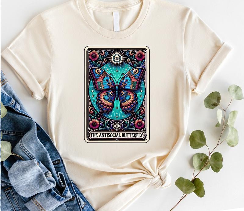 #816 - The Anti-Social Butterfly Tarot -  Print Unisex Crew neck Tee T-shirt Hoodie, Sweatshirt | HypeDripTees.com