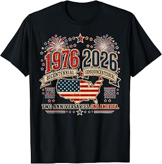 1976 Bicentennial Vs 2026 Semiquincentennial 4th of July T-Shirt