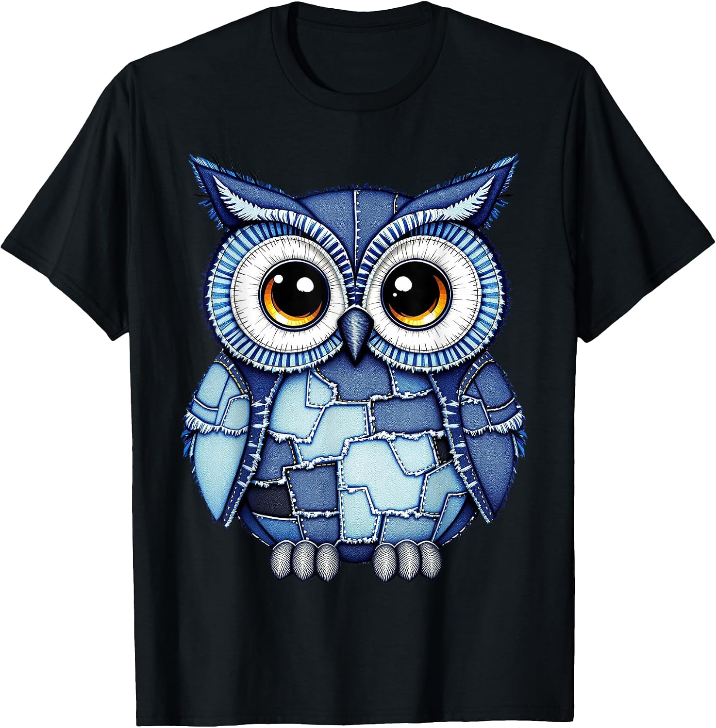 Women's Cute Owl Denim Patchwork Art Apparel