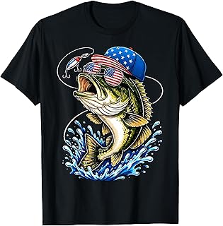 Fishing USA American Flag 4th of July Fisherman T-Shirt