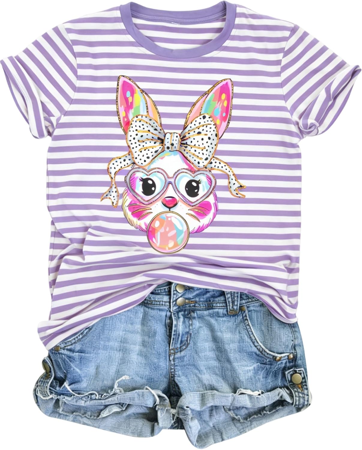 KIDDAD Easter Shirts for Women: Happy Easter Shirts Bunny Shirt Cute Rabbit Graphic Tshirt Casual Short Sleeve Tee Tops