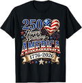 Happy Birthday America USA 250 Years Women Kids 4th of July T-Shirt