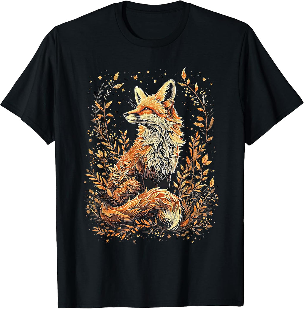 Fox in Nature with Flowers Designs
