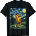 Golf Starry Night Hot Dog Art T-Shirt
