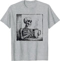 Vintage Coffee Drinking Skeleton Horror