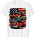 Vintage Muscle Car American Flag Patriotic USA Graphic T-Shirt