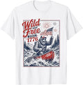 Patriotic Bigfoot Wild and Free Since 1776 American Flag T-Shirt