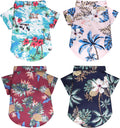 4 Pcs Dog Summer Shirts Floral Hawaii Dog Shirt Pet Clothes for Small Medium Dog Cats Boy Girl