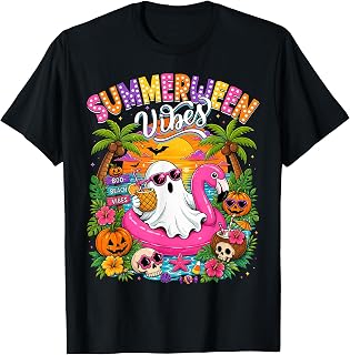 Summerween Vibes Spooky Ghost Beach Summer Halloween Women T-Shirt