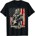 Bigfoot Sasquatch Playing Guitar 250 Years American USA Flag T-Shirt