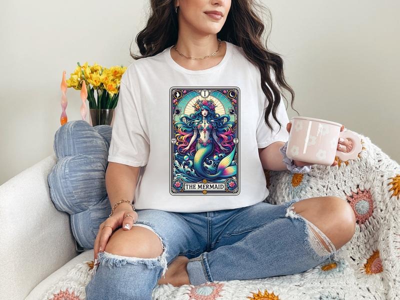 #820 - The Mermaid Tarot -  Print Unisex Crew neck Tee T-shirt Hoodie, Sweatshirt | HypeDripTees.com
