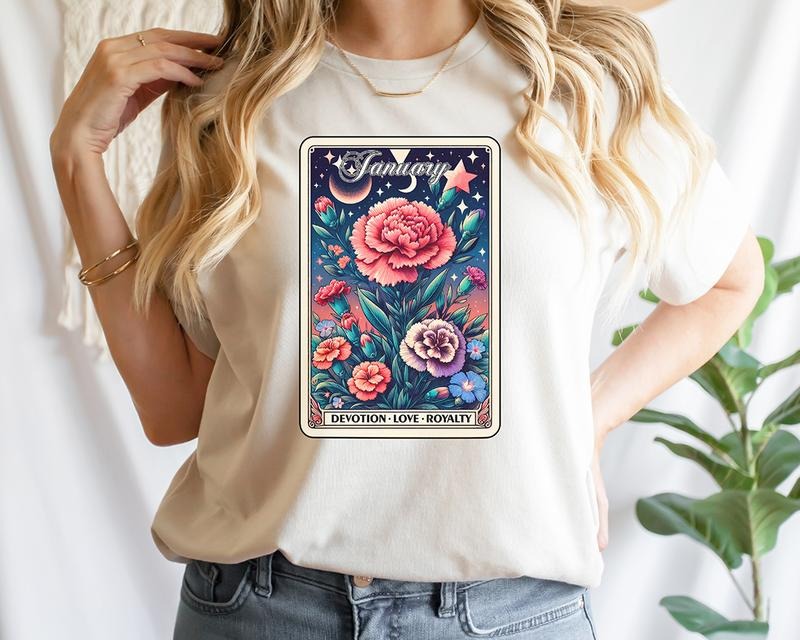 #821 - Month Floral Flowers Tarot Card Tee Unisex Shirt Graphic t-shirt Hoodie, Sweatshirt | HypeDripTees.com