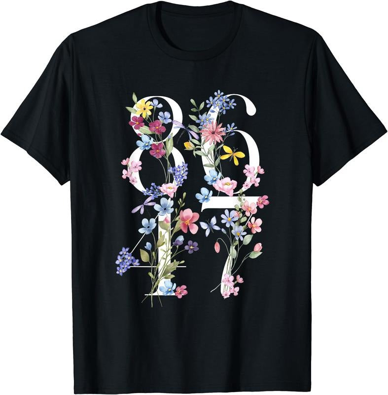 86 47 Floral Boho Cotton Short Sleeve T-Shirts, Hoodie, Sweatshirt