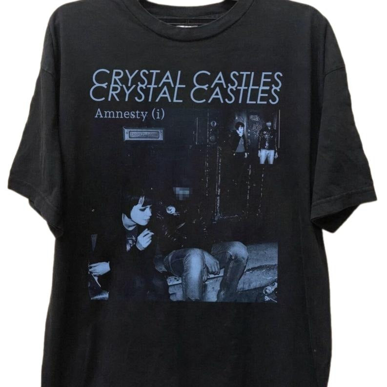 90s Band Crystal Castles Music Tour Shirt, Crystal Castles T-Shirt, Castles Alice Glass & Ethan Kath Tee Classic Collar...